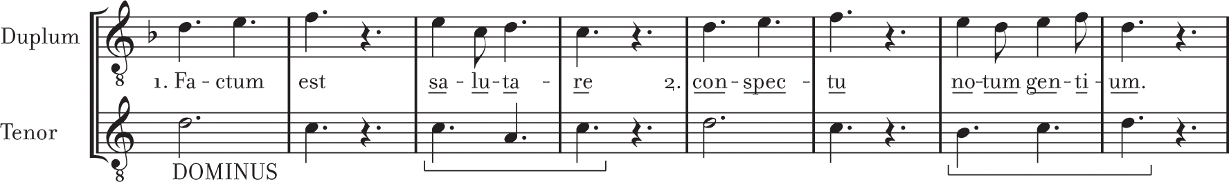 Eight measures from factum est salutare, dominus.