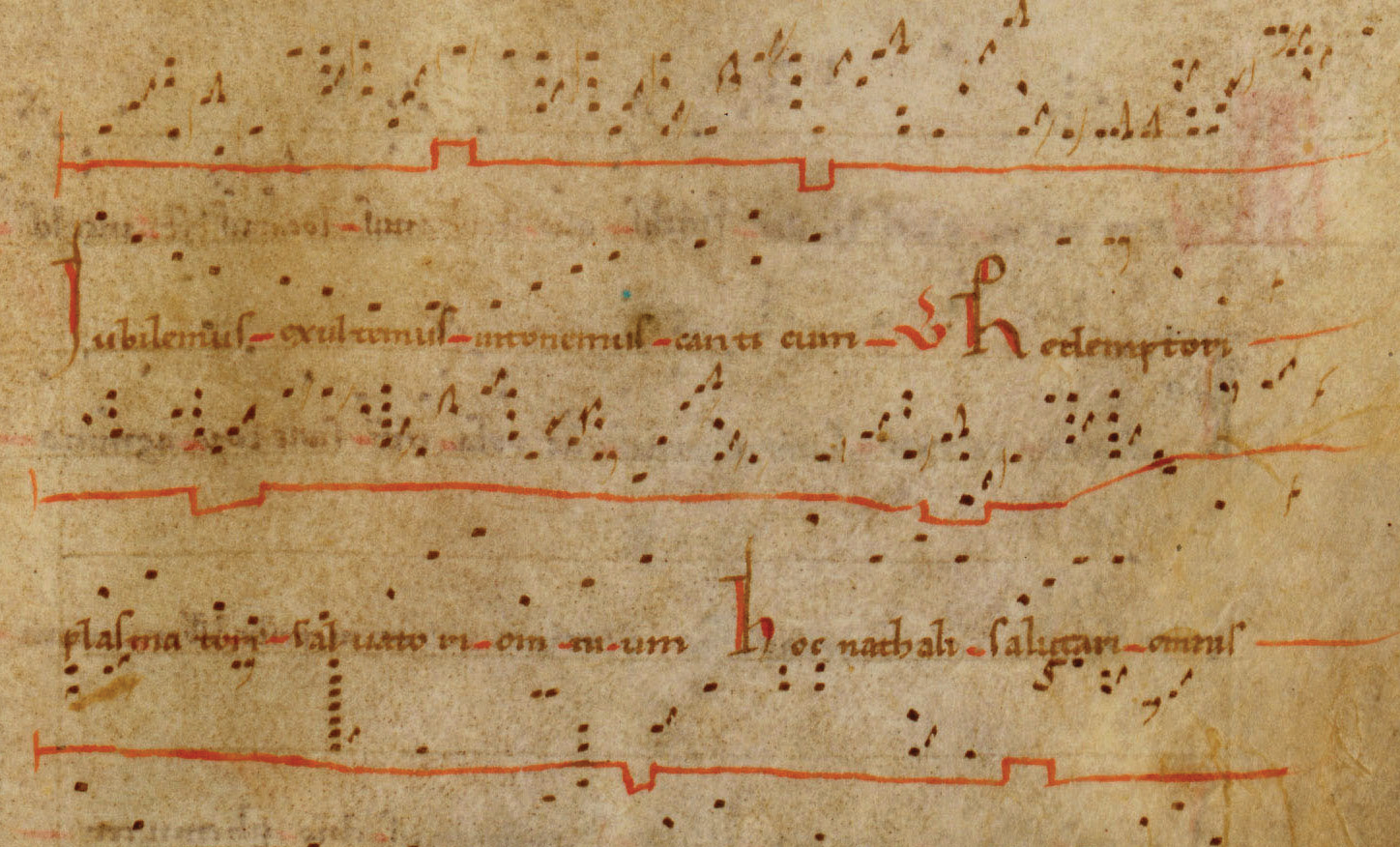 A segment of the manuscript from Jubilemus, exultemus.