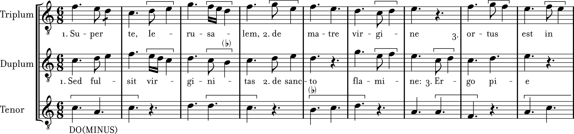 Nine measures from Super te Ierusalem, Sed fulsit virginitas, Dominus.