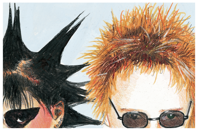 The functions and examples of structural proteins are shown with a portrait of two men with different hair colors, textures, and styles.