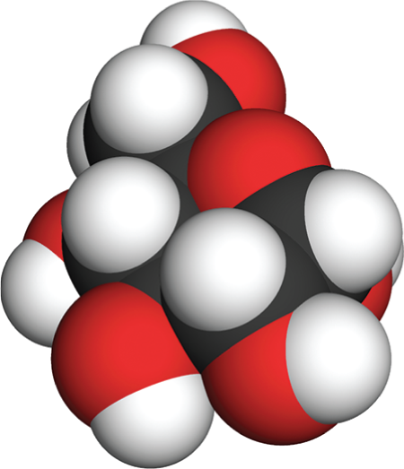 The fourth illustration is a space filling model of glucose.