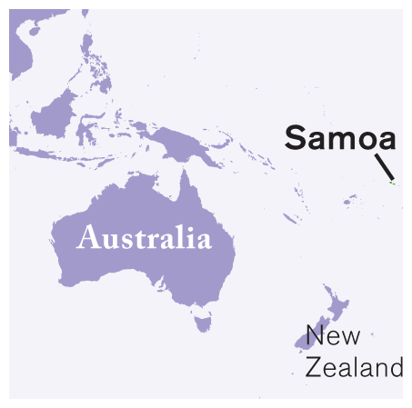 Map 3.4 is titled Samoa and focuses on Oceania.