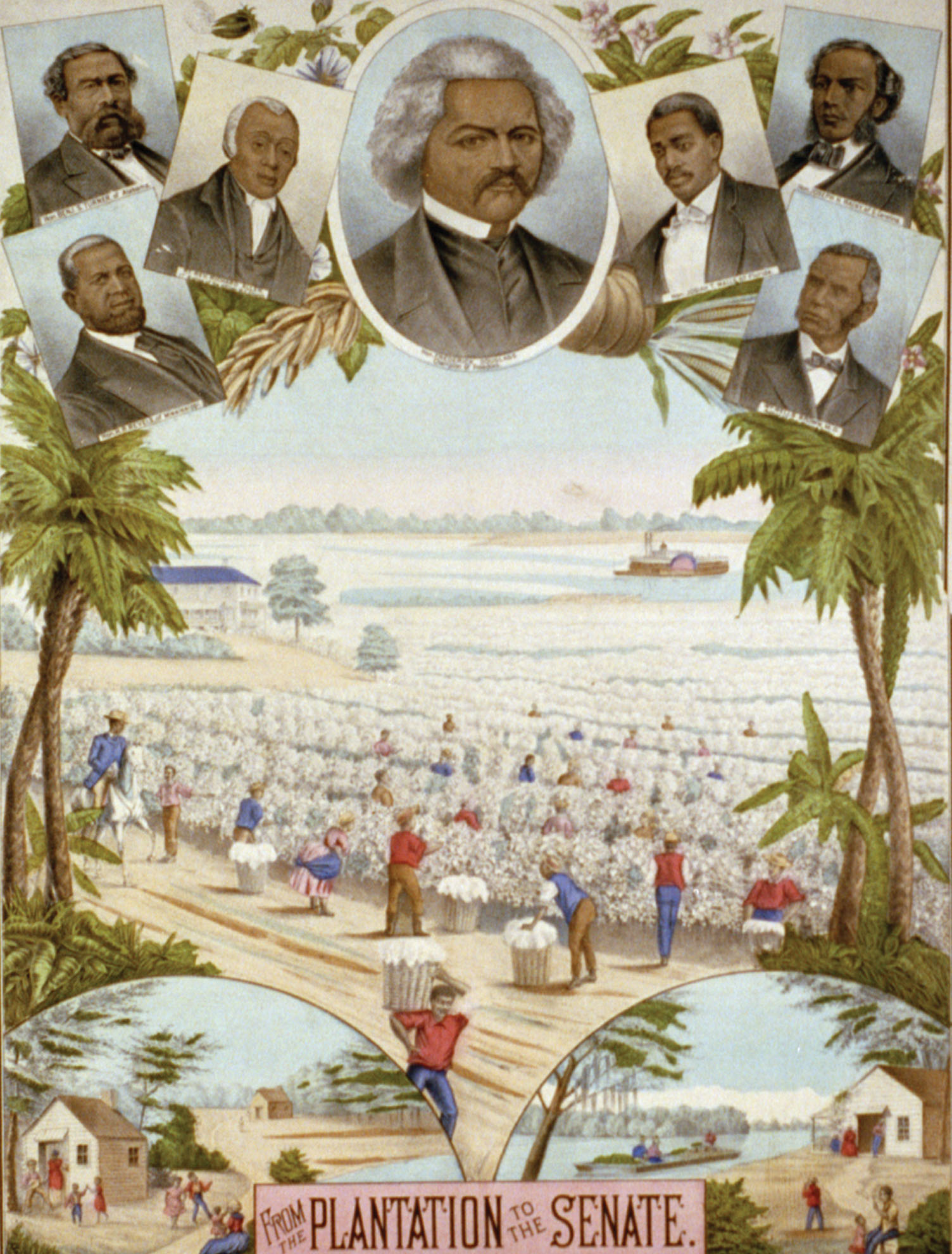 “From the plantation to the Senate,” Gaylord Watson. Lithograph, c. 1883.