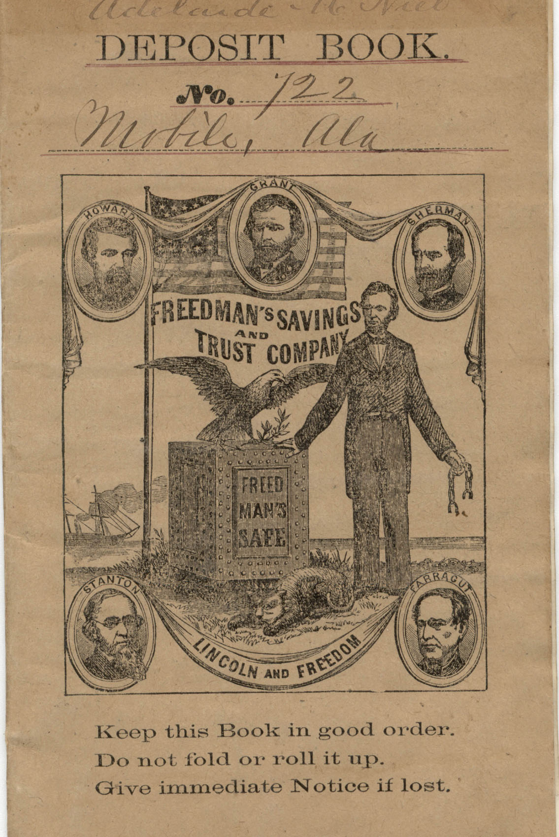 Freedman’s Savings and Trust Company deposit book.