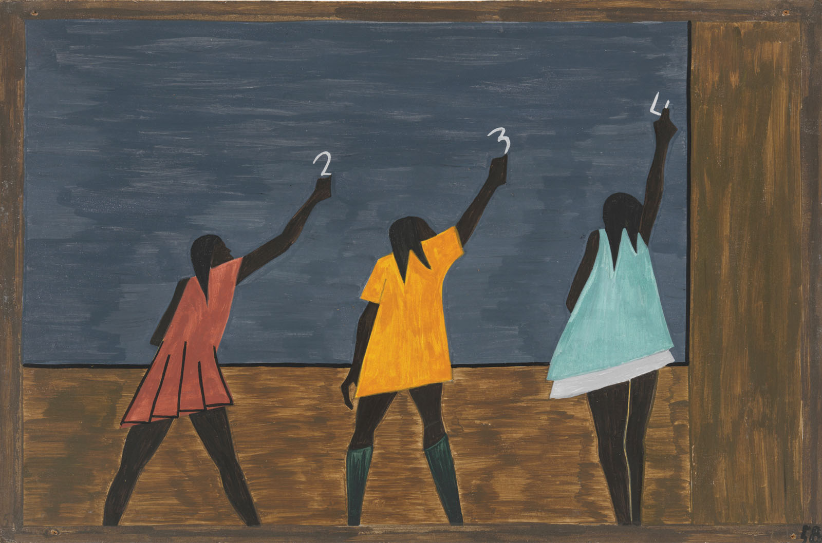 “Migration Series: in the North the Negro had better educational facilities,” Jacob Lawrence 1940–41. Casein tempera on hardboard.