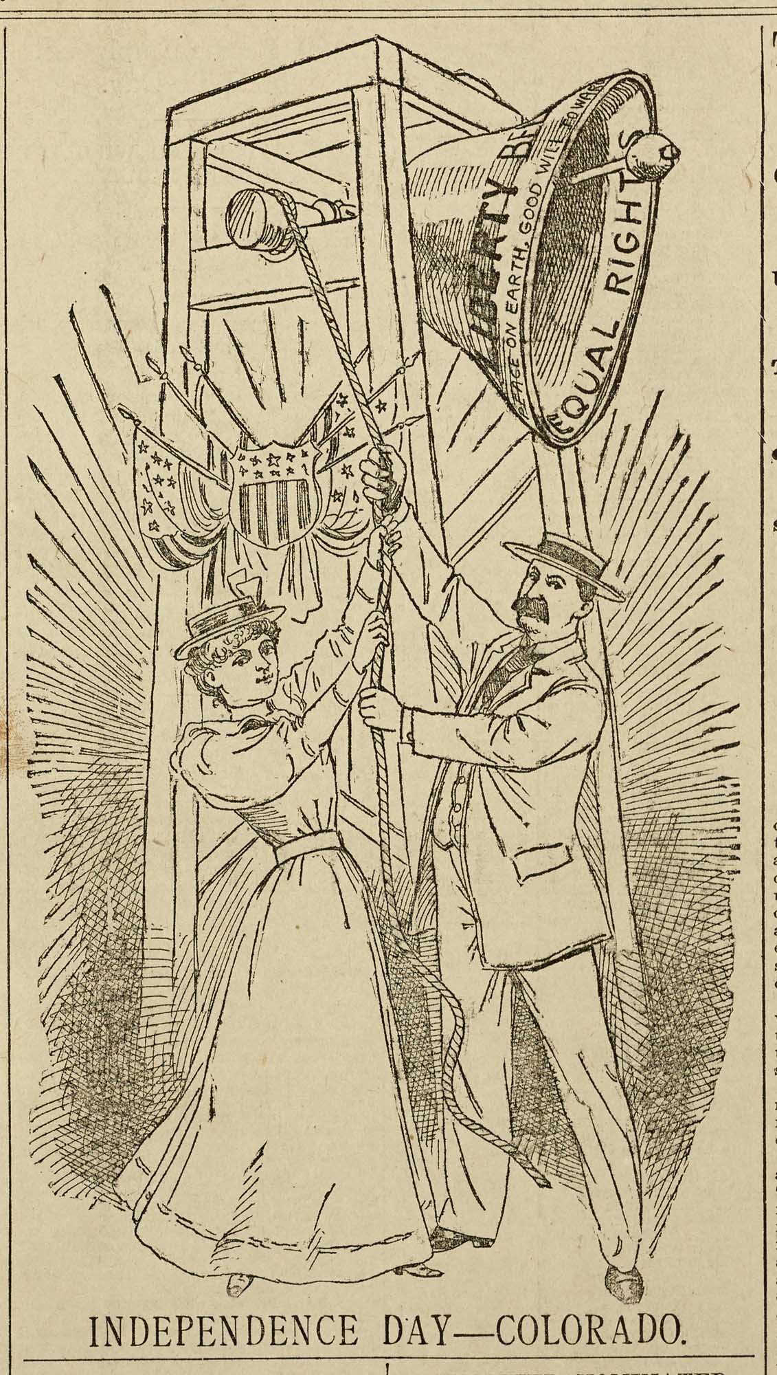 “Independence Day--Colorado,” cartoon from the Rocky Mountain News (1894).