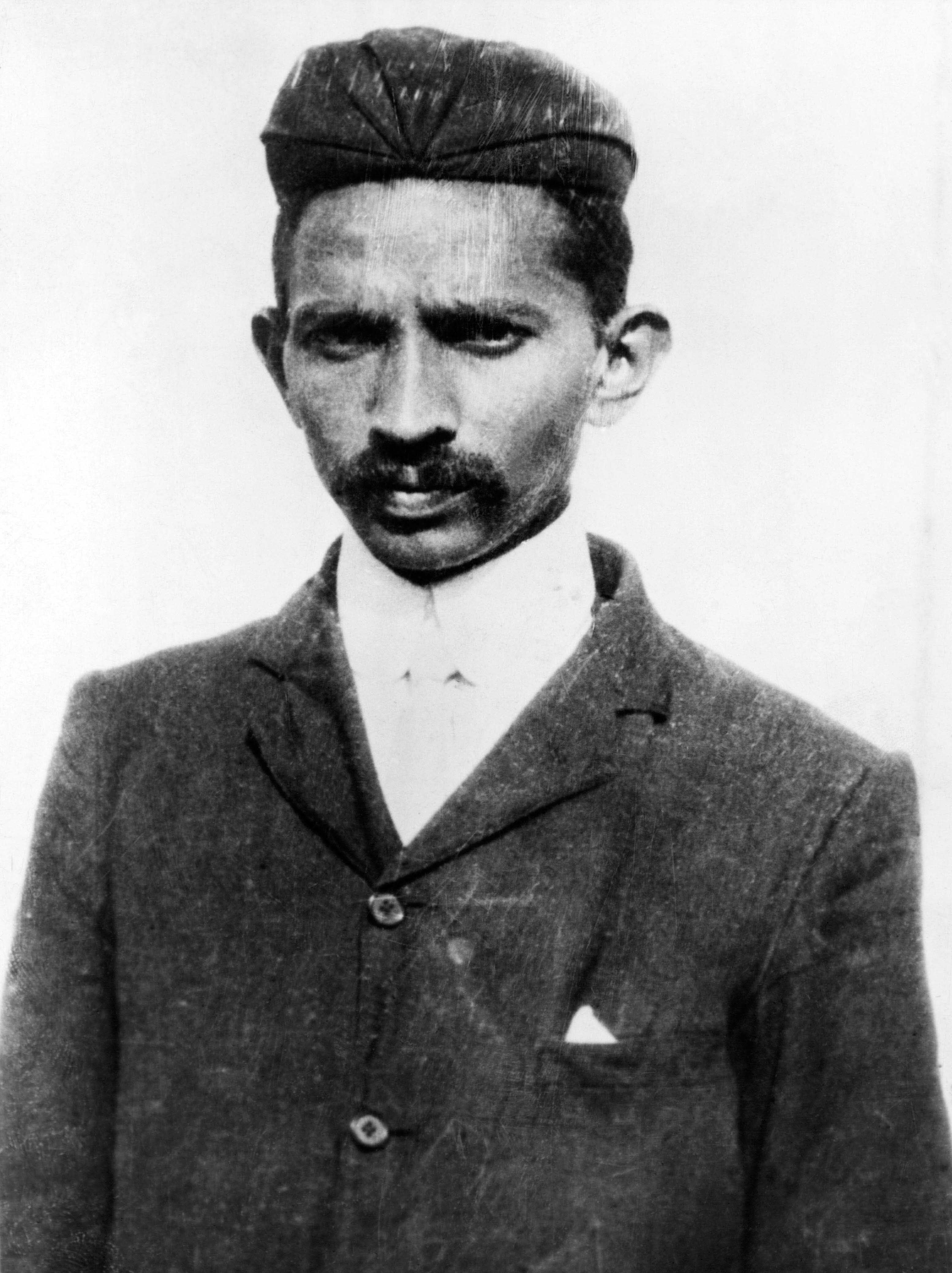 Photograph of Mahatma Gandhi.