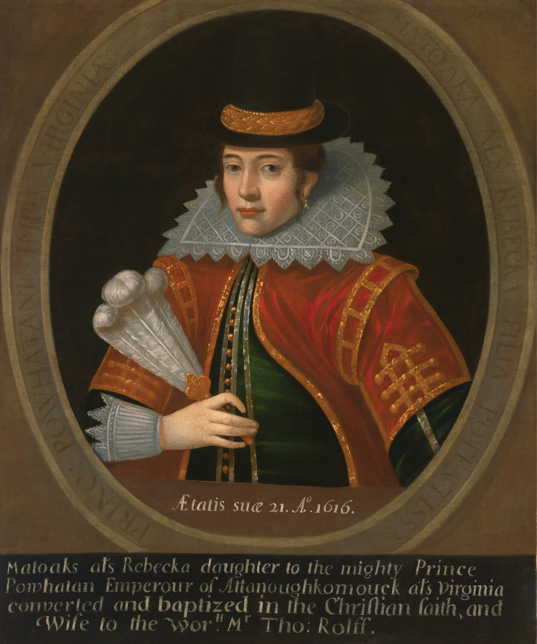 A portrait of Pocahontas from 1616.