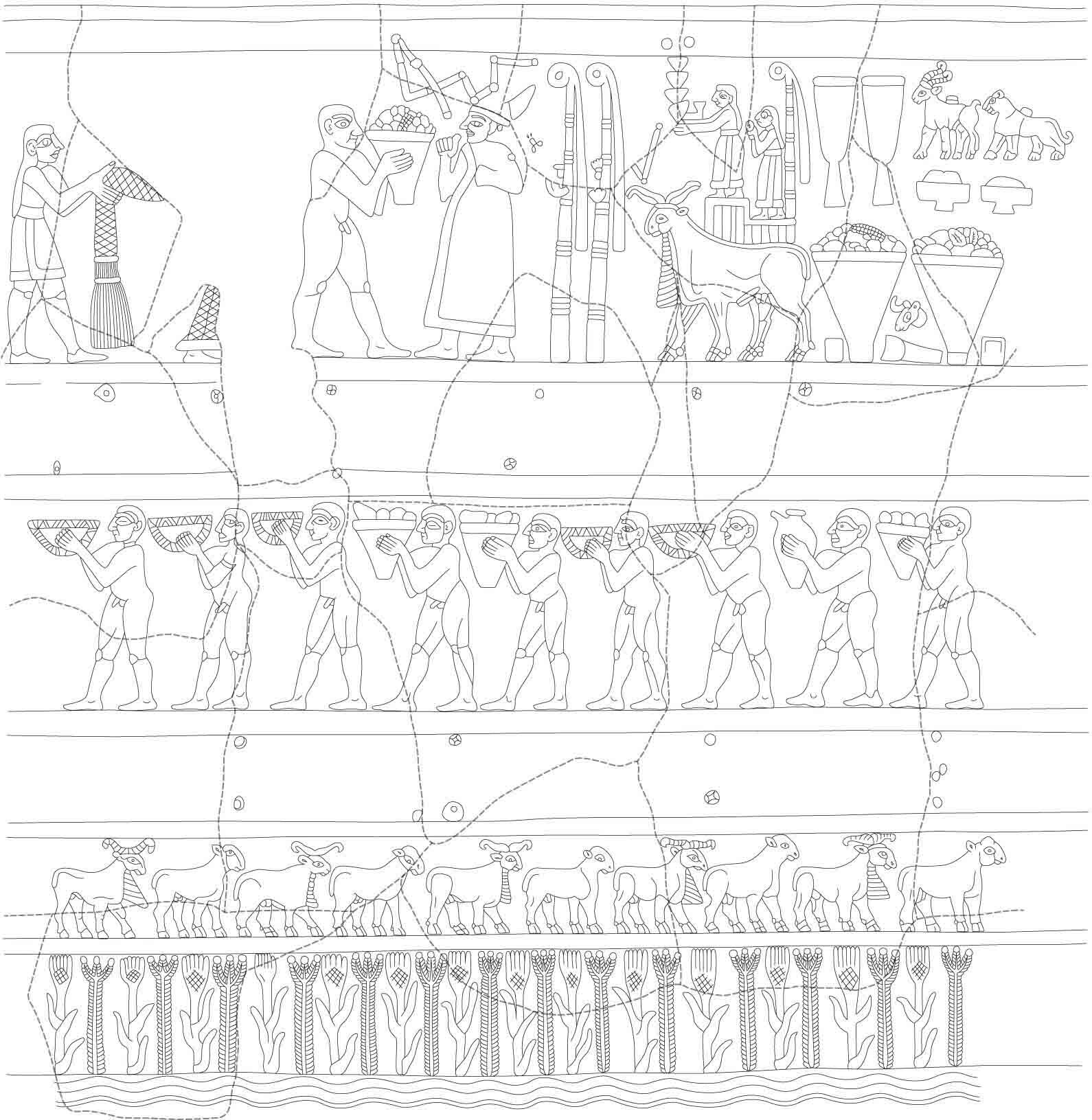Flat line-drawing of the vase decoration in the accompanying photo.
