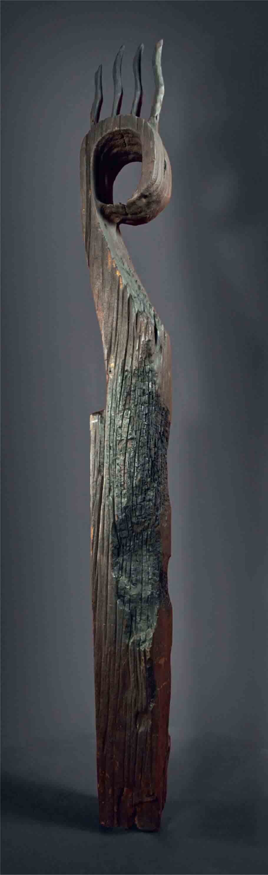 Abstract wood sculpture.