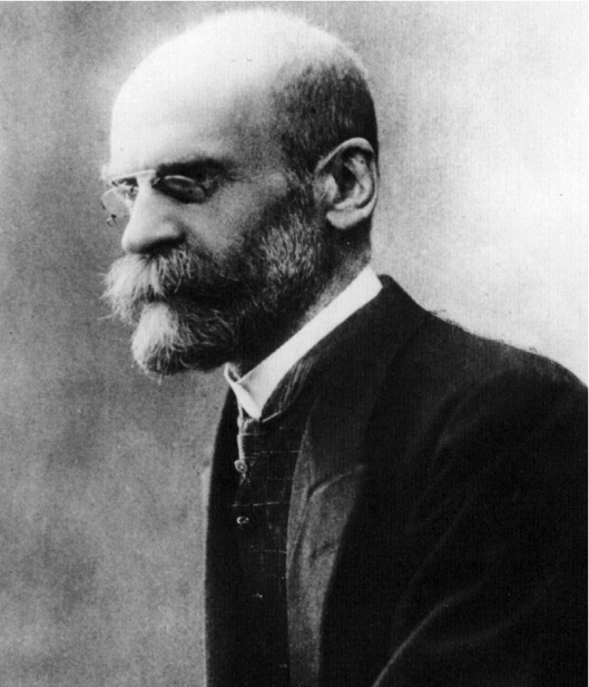 Émile Durkheim, a French social psychologist and philosopher, in a formal suit.