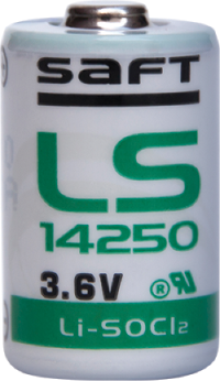 A photo shows a 3.6-volt lithium-thionyl chloride battery.