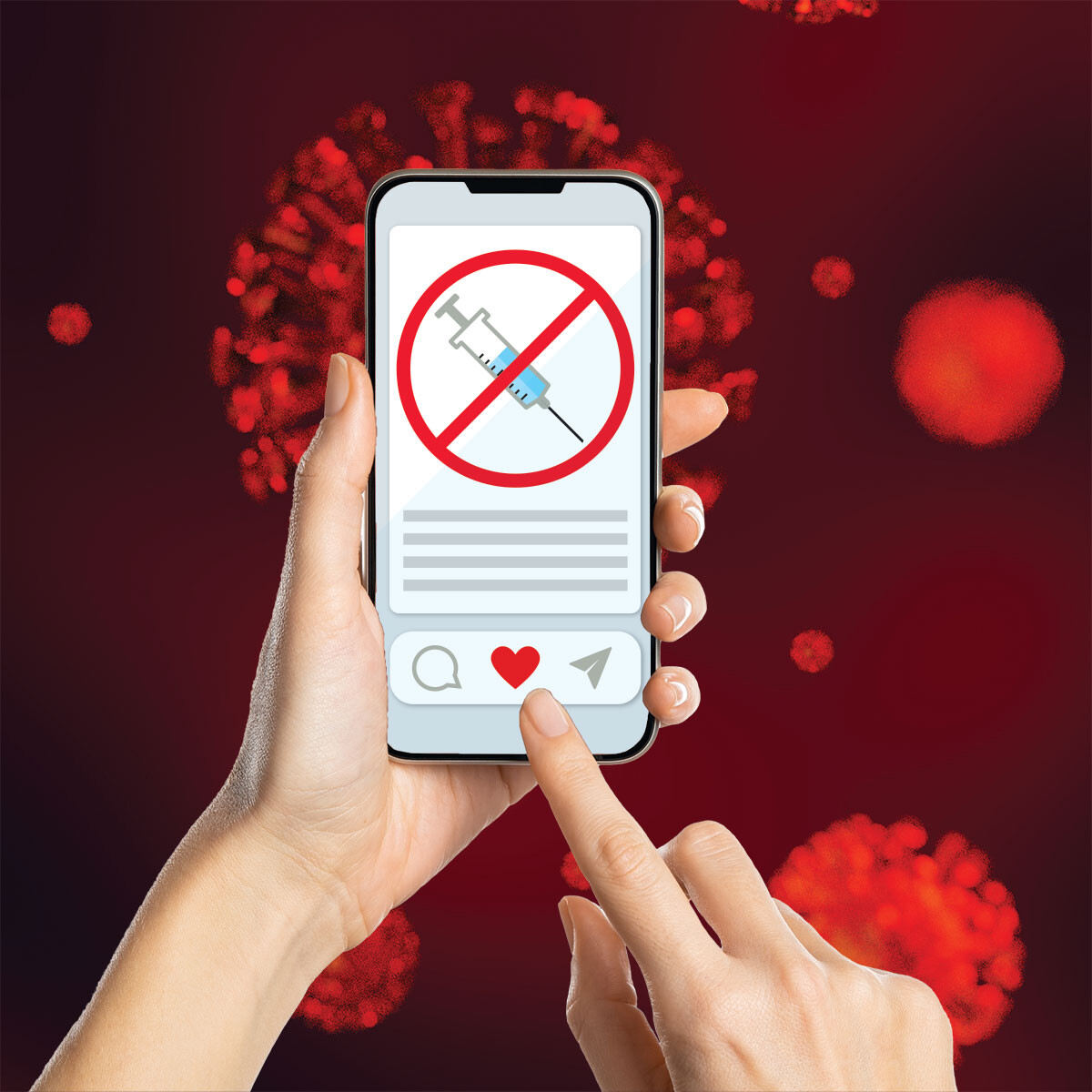 A photo of an anti vaccine social media post followed by a case study on C O V I D 19.