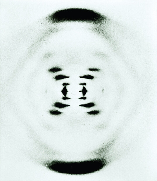 An X ray crystallography pattern of D N A.