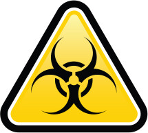 An illustration of a biohazard icon.
