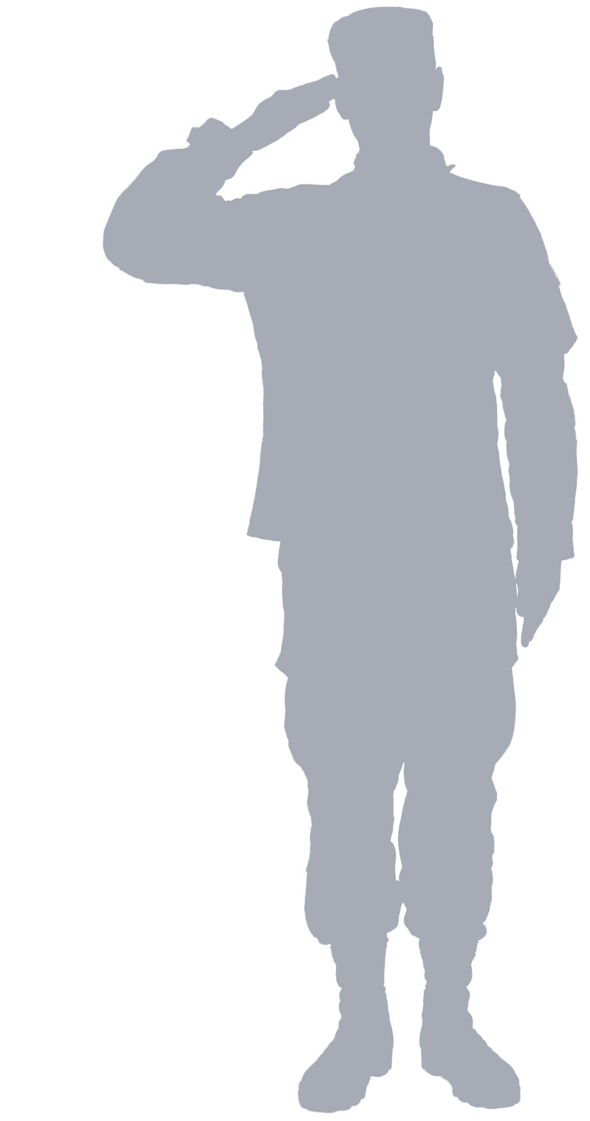 An illustrated silhouette of a soldier.
