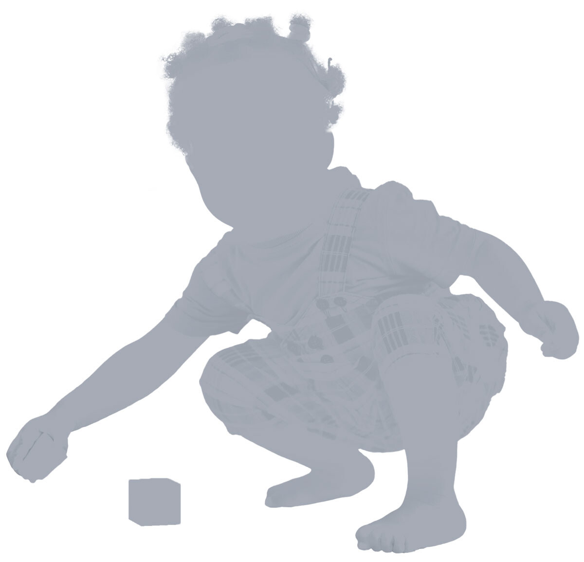 An illustrated silhouette of a child stacking blocks.