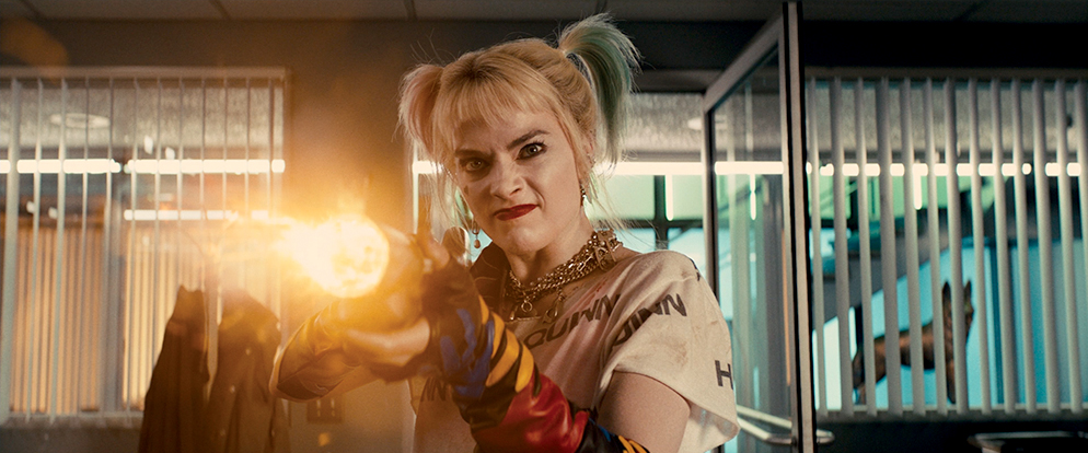In Birds of Prey, Harley Quinn fires weapon towards the camera.
