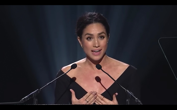 Megan Markle shares a story in the middle of her 2015 UN Women’s Conference speech.