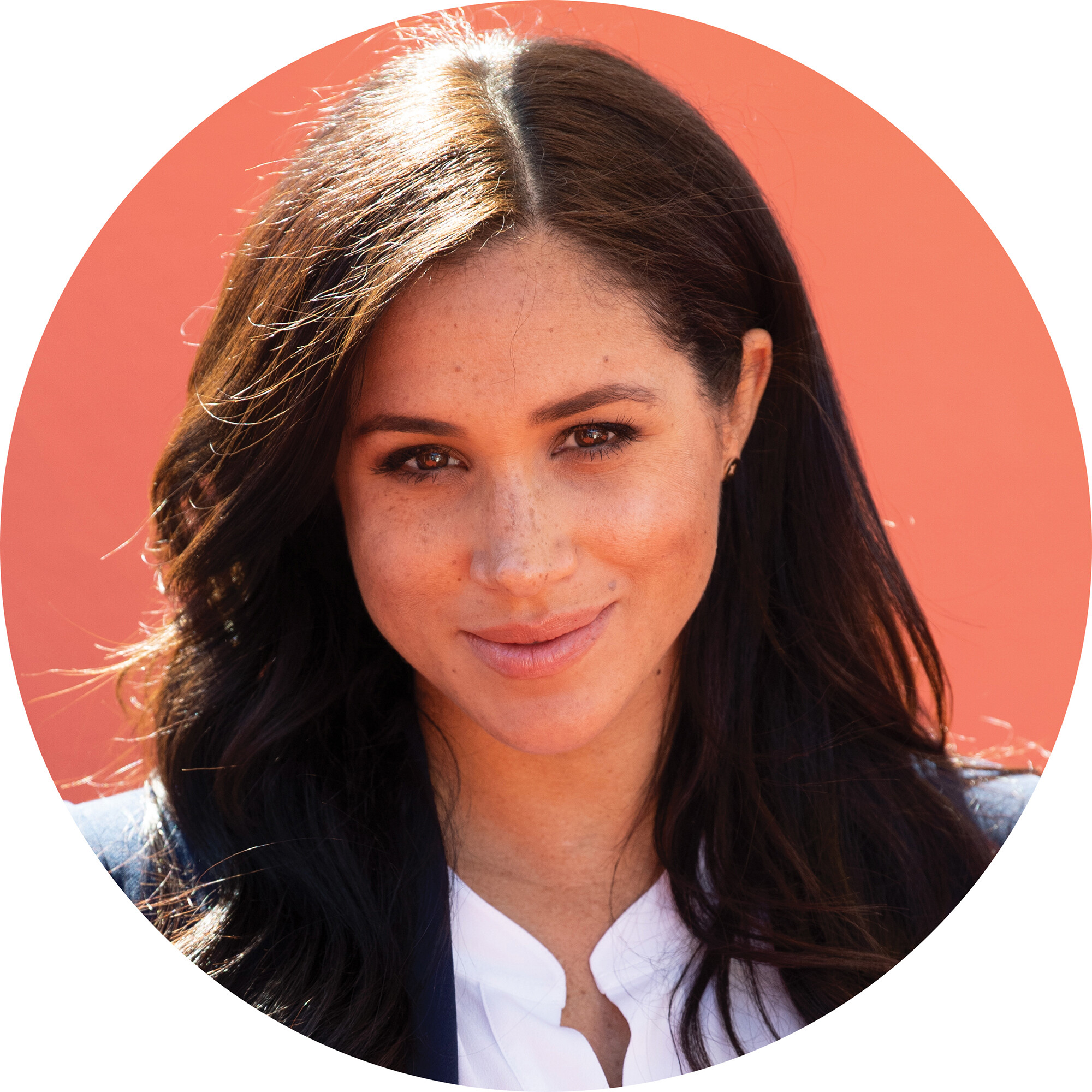 A close-up portrait of Meghan Markle.