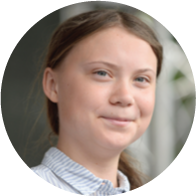 A profile portrait of teenage climate change activist Greta Thunberg.