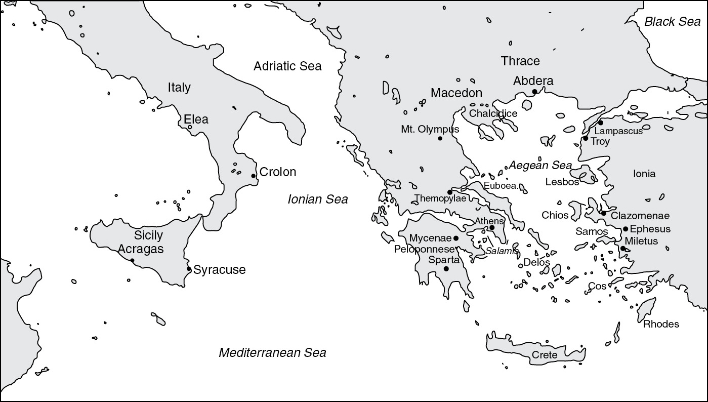 Figure 1.2 is a map of the ancient Greek world.