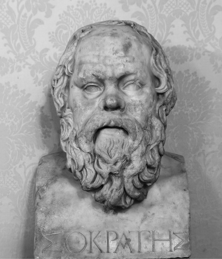 A bust of Socrates.