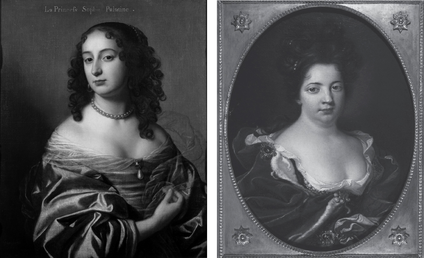 A portrait of a woman wearing a low cut elegant dress and necklace.; A portrait of a woman wearing a low cut elegant dress.