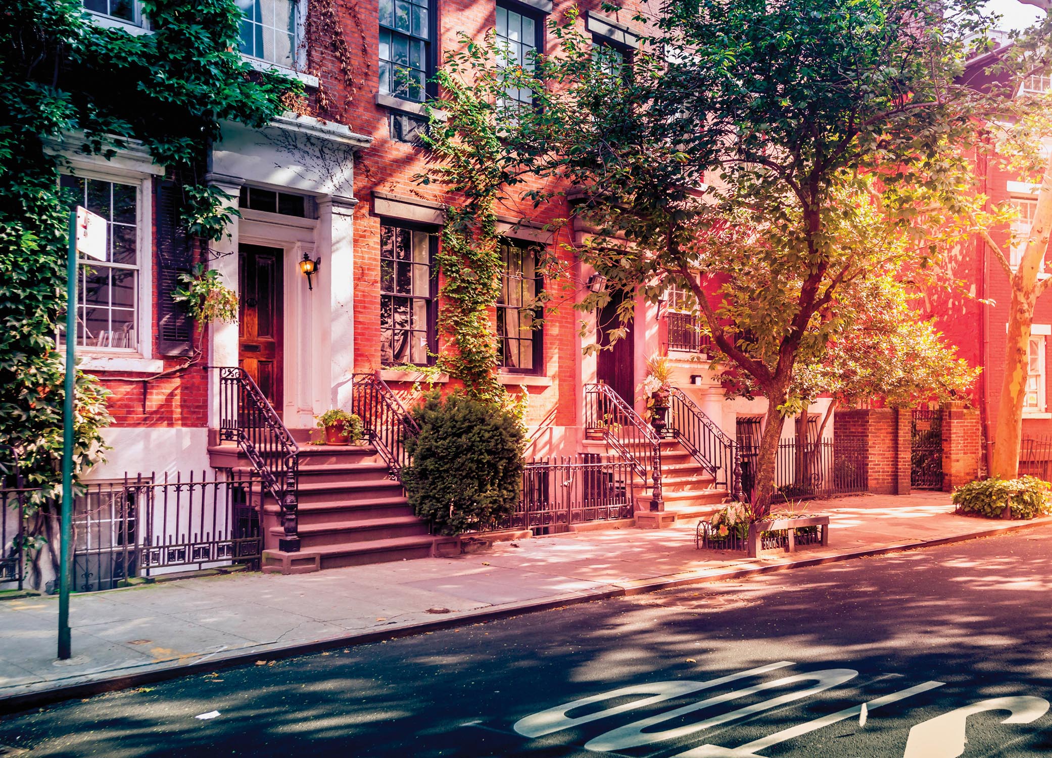 An outdoor view of homes in Greenwich Village.