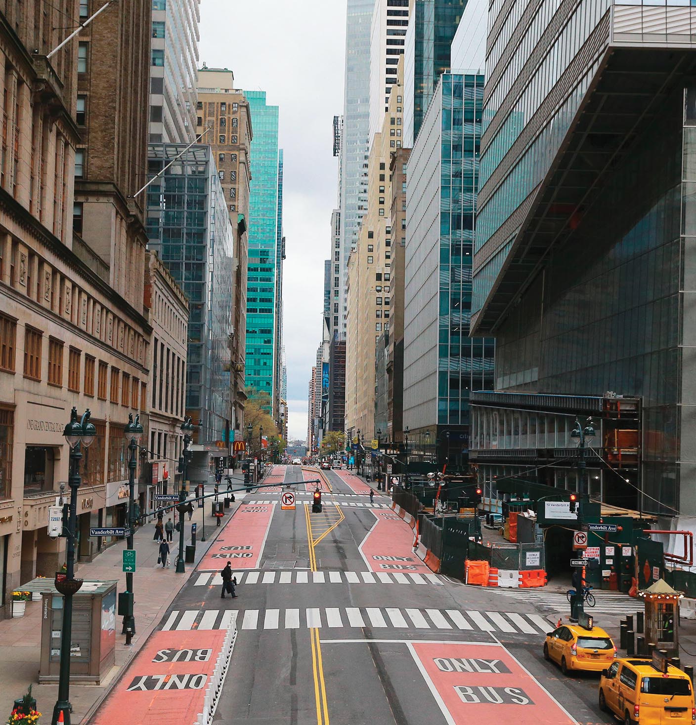 A nearly empty street in New York City.