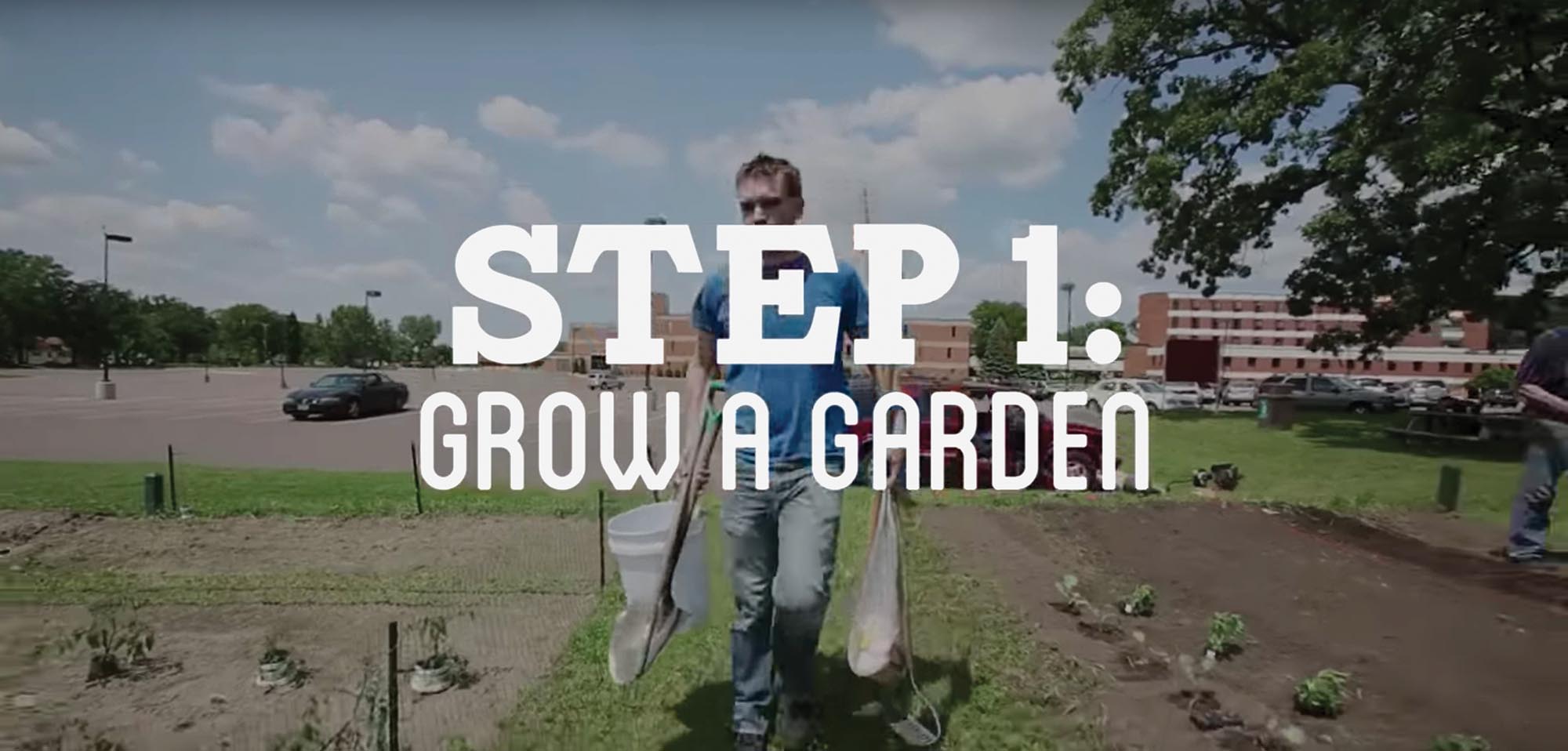 Video still. Step 1 in making a sandwich from scratch is Grow a Garden.