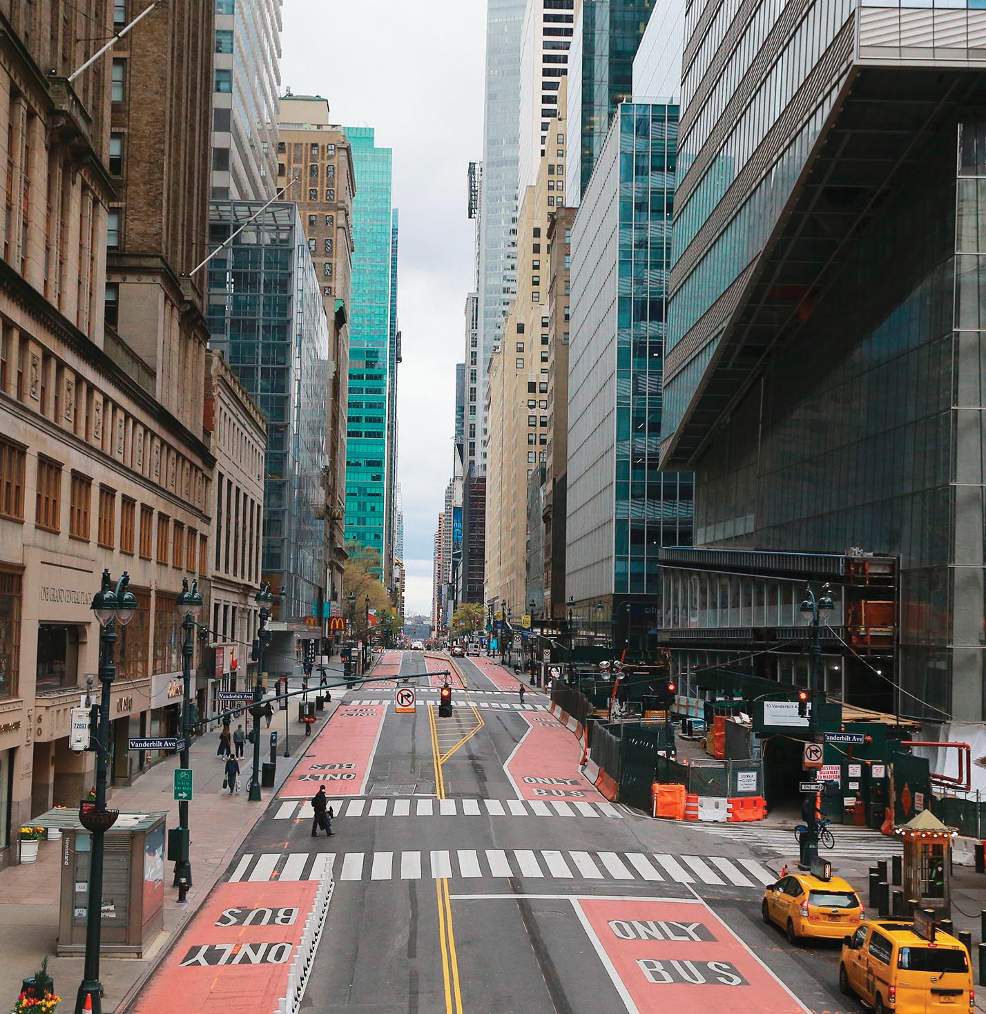 A nearly empty street in New York City.