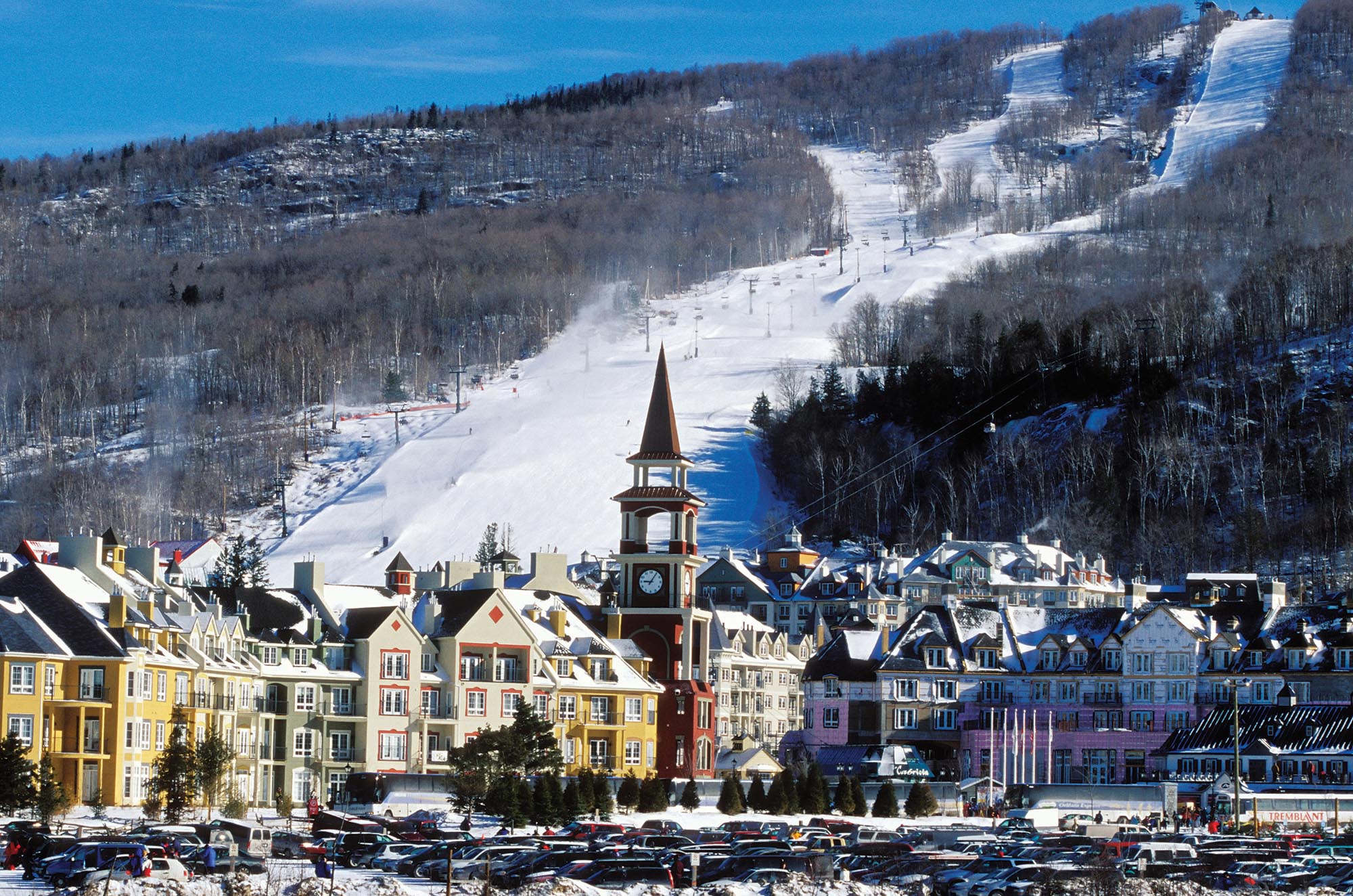 A small ski resort during peak season.