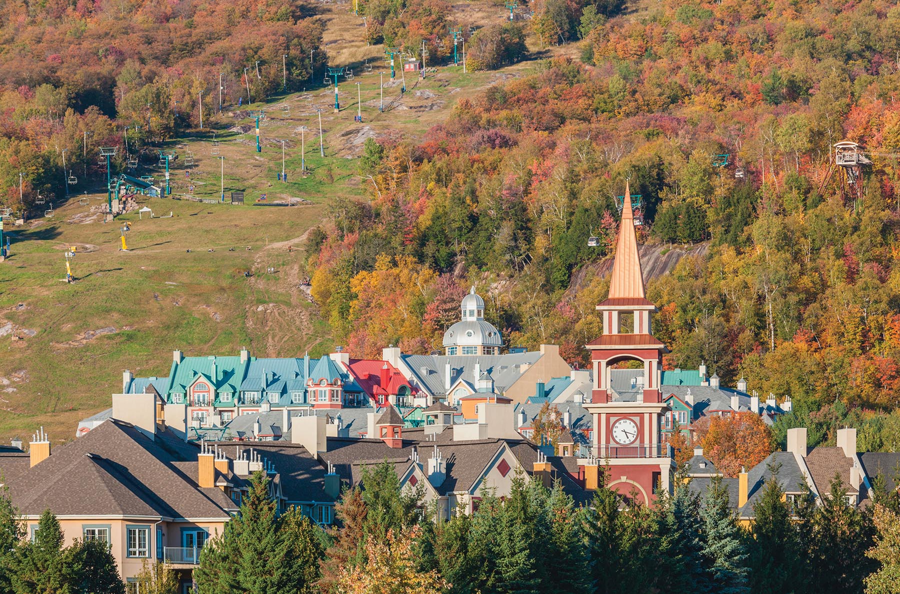 A small ski resort during off-season.
