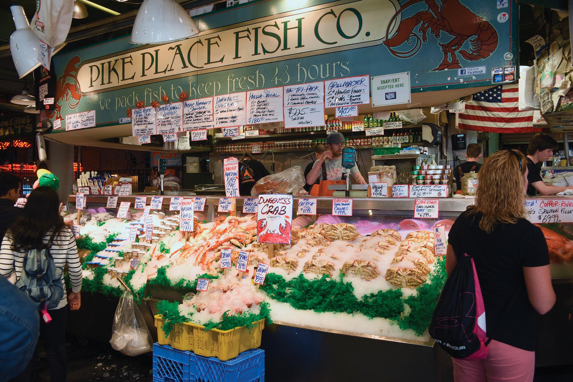 A fish vendor at Pike Place market.