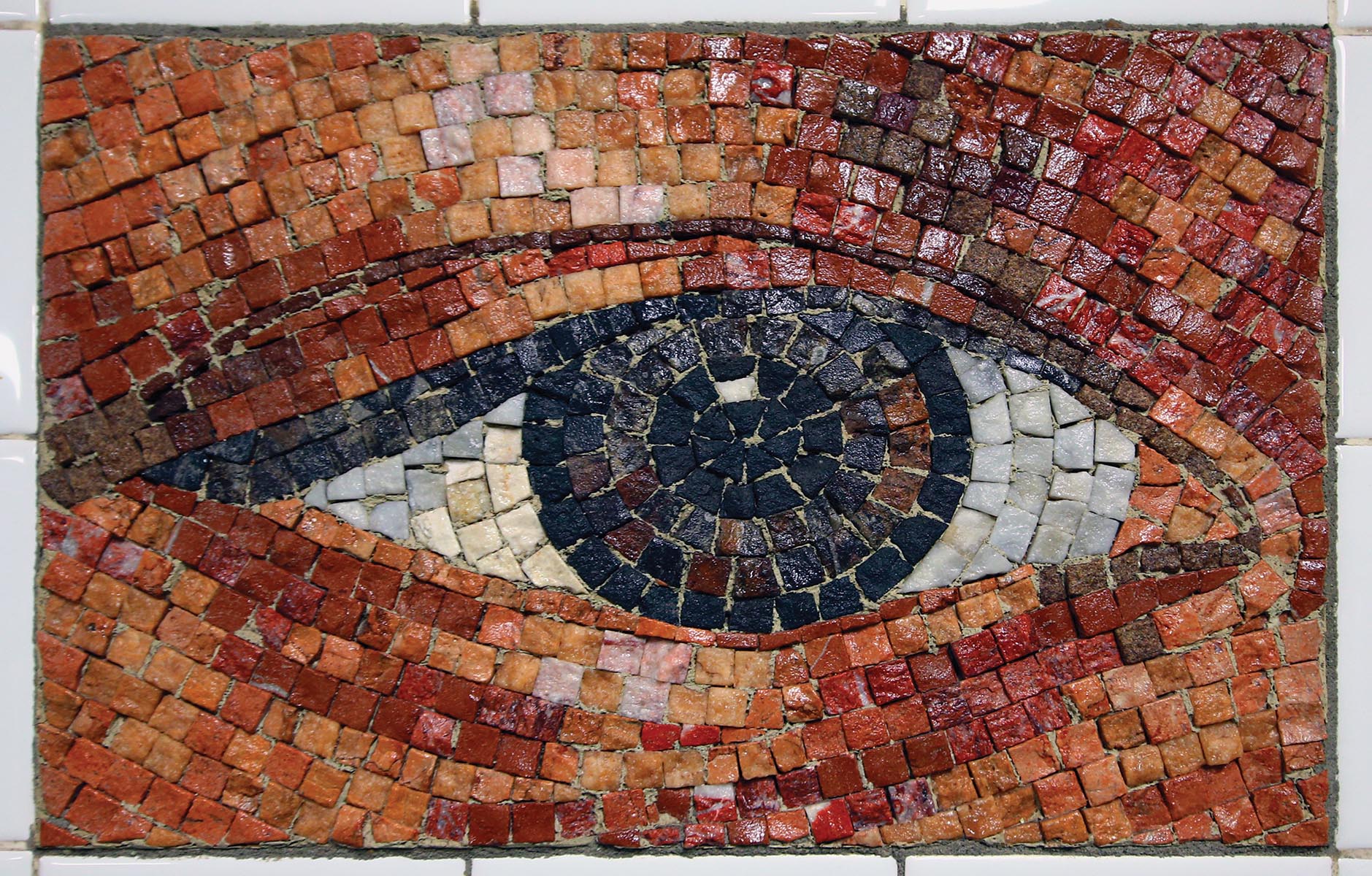 Close-up of an eye in a mosaic.