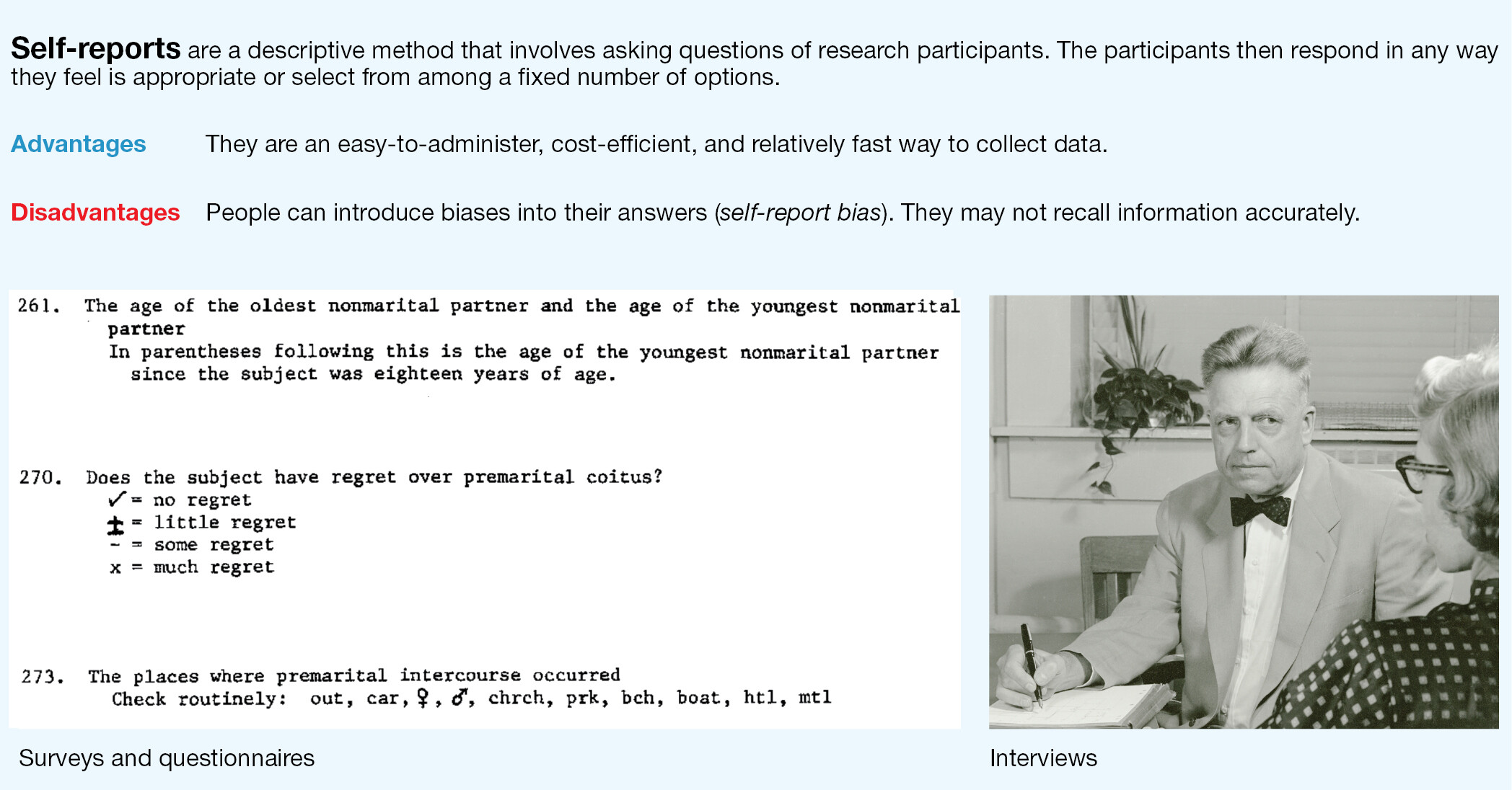 A box explaining Self-reports.