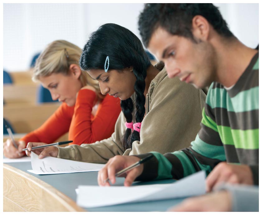 Students attempting a test.