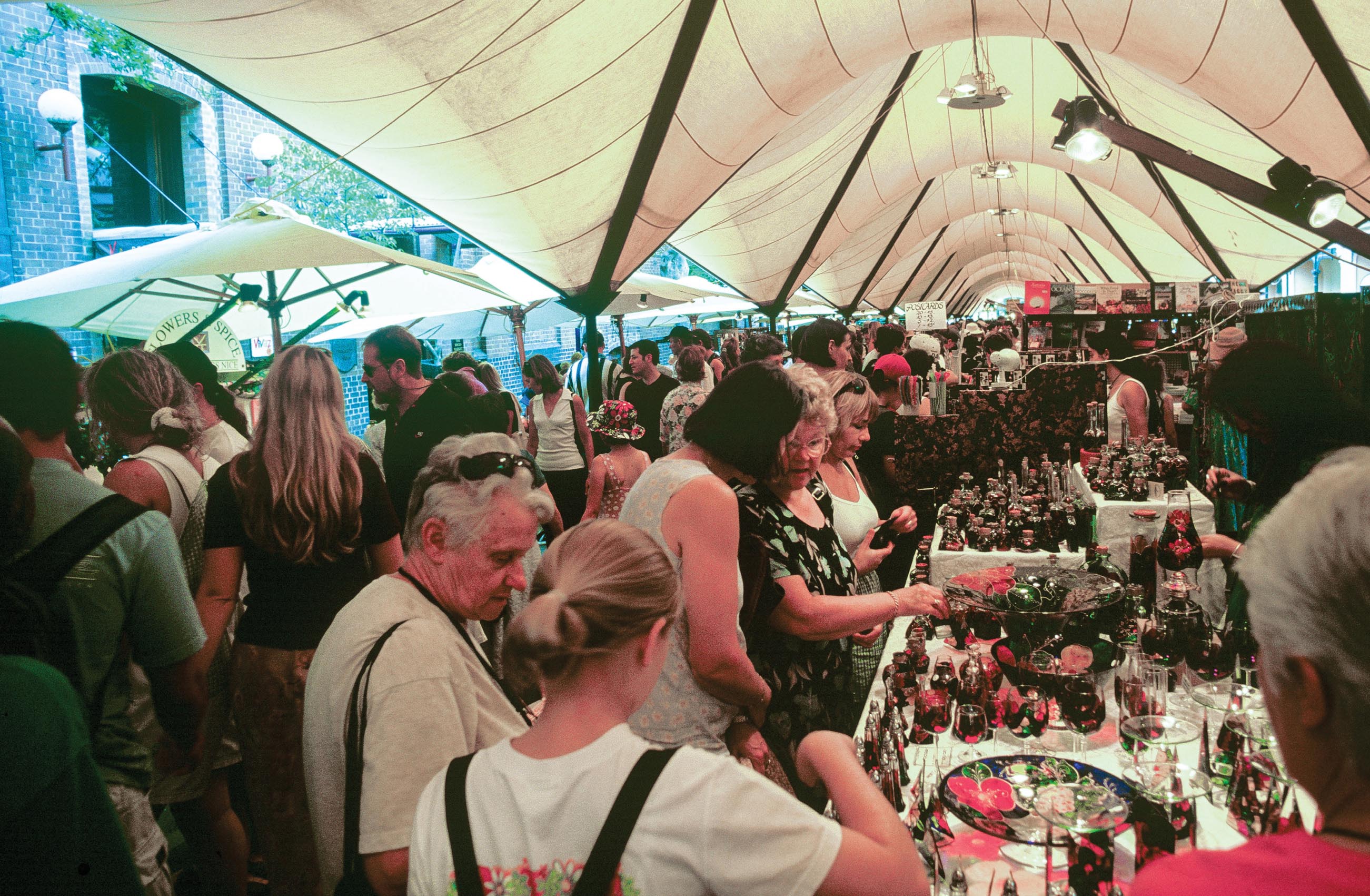 A crowded marketplace in Sydney.