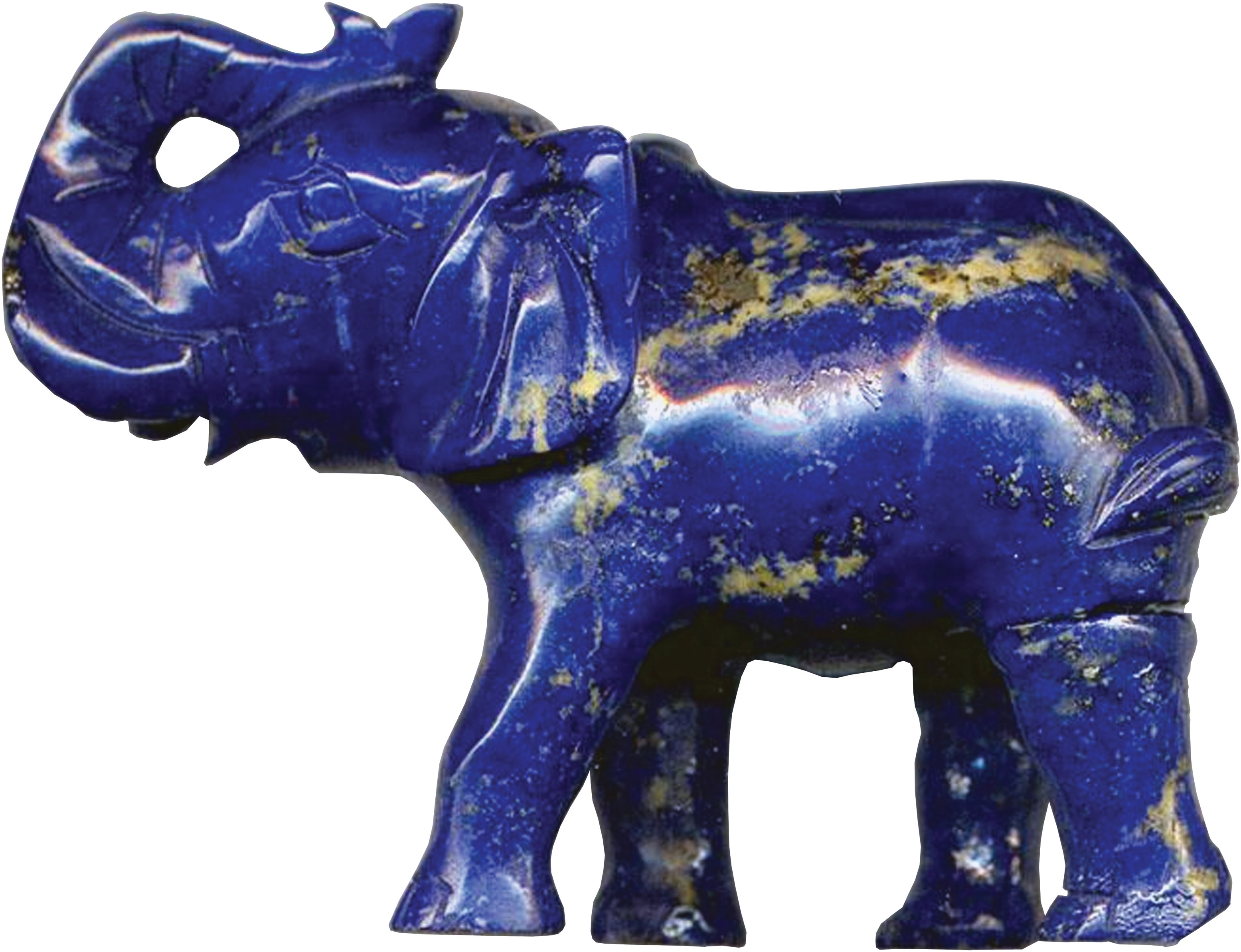 An elephant carved out of blue stone.