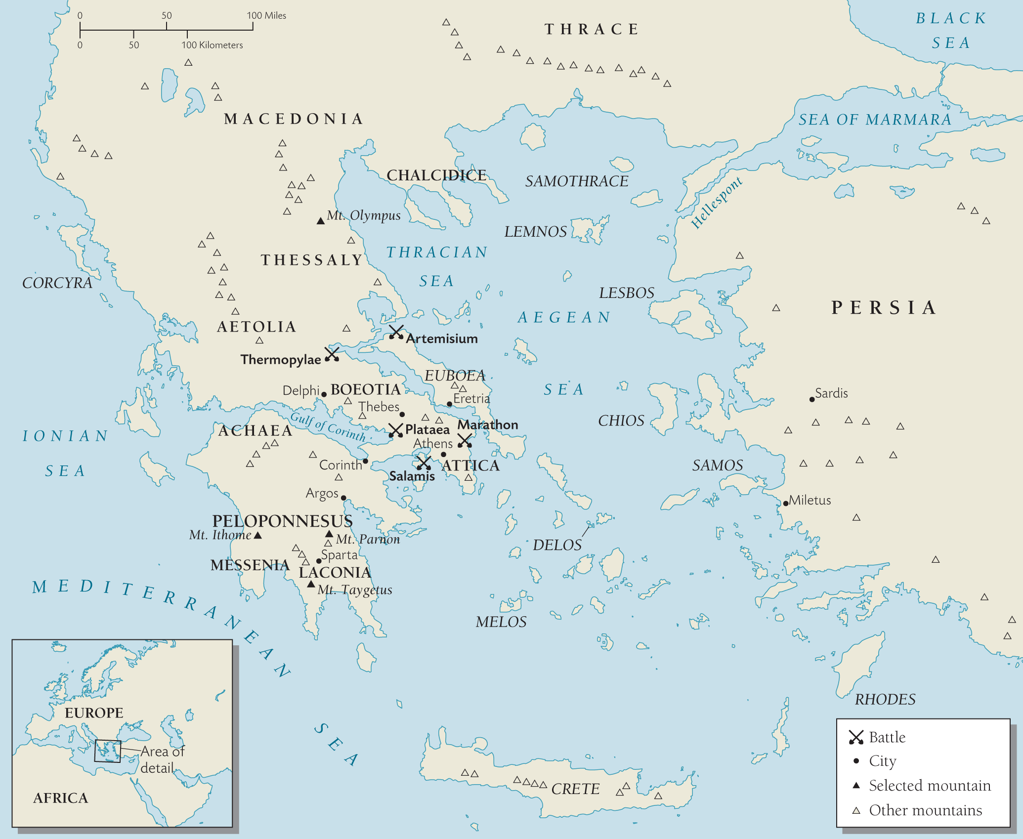 A map of the Persian Wars with Greece.