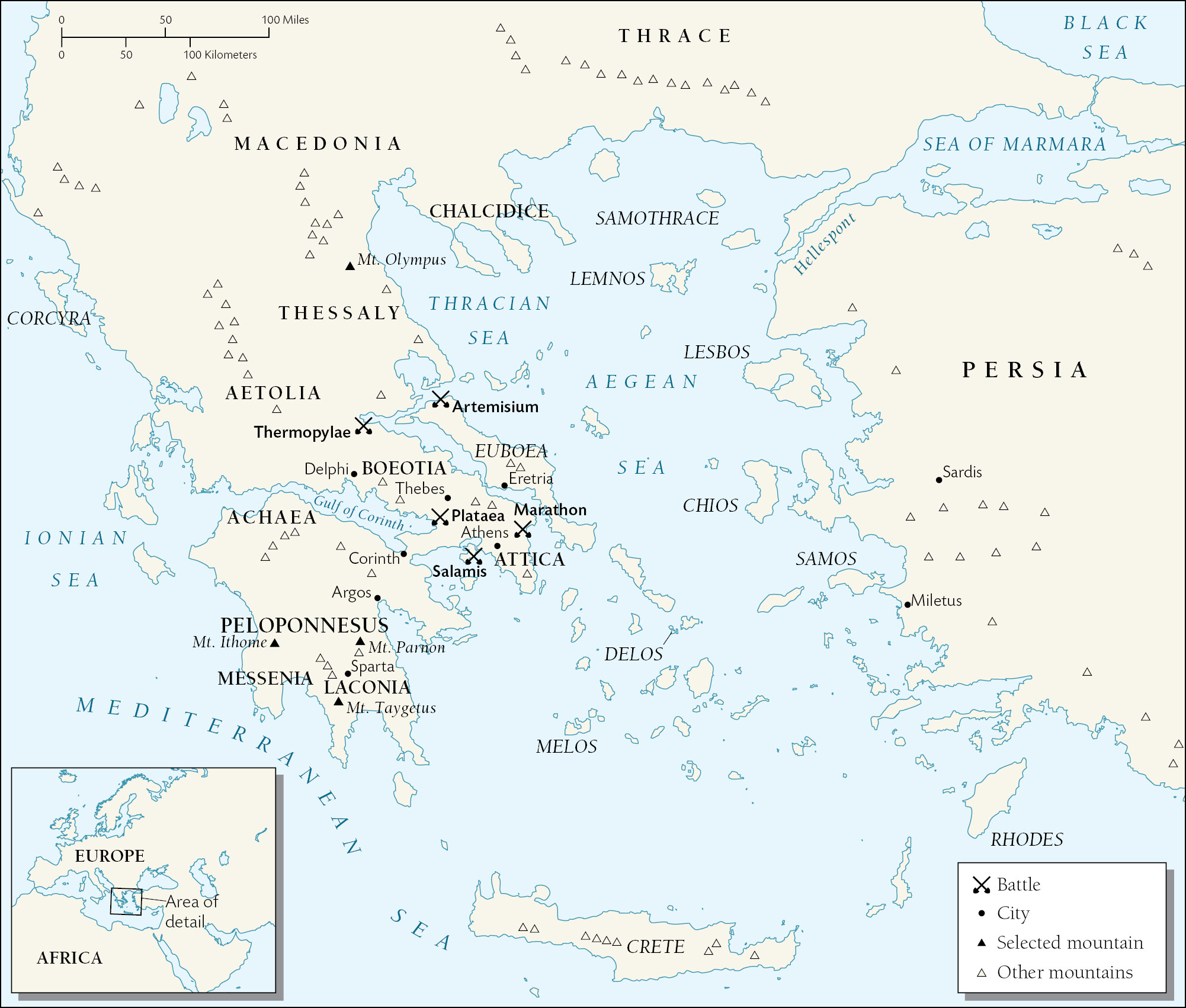 A map of the Persian Wars with Greece.