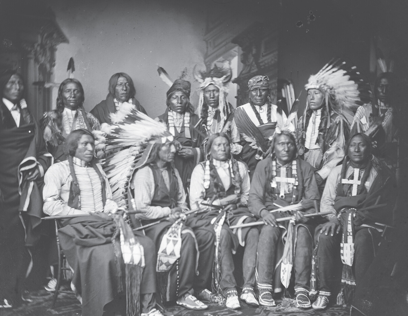A portrait of Red Cloud and other Sioux Warriors, taken around 1870.