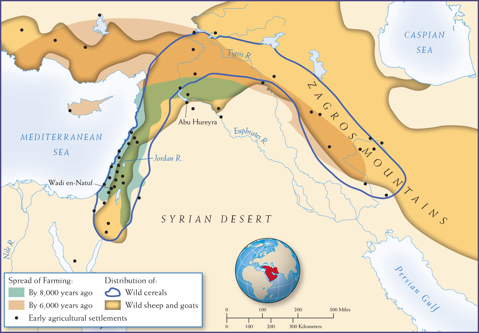 Map 1.5 is titled, “The Birth of Farming in the Fertile Crescent.”