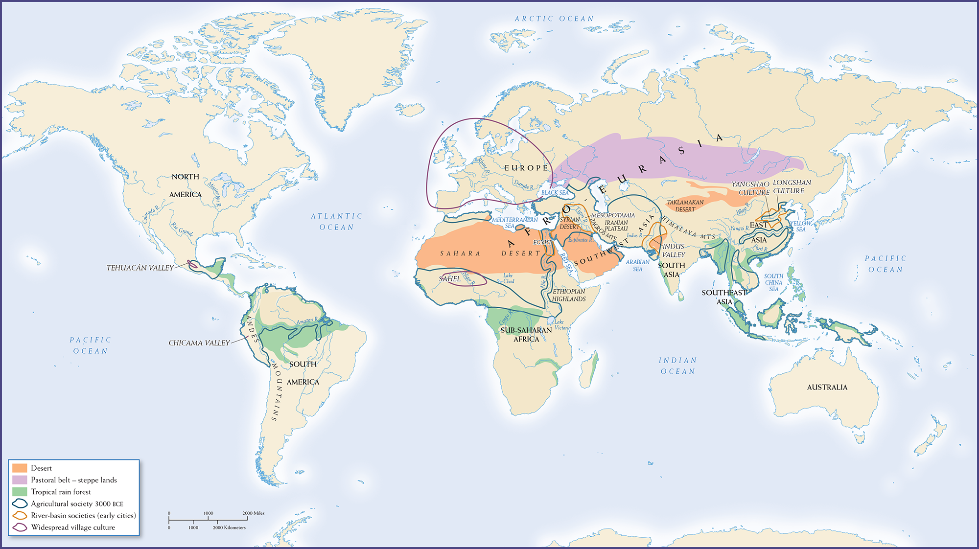 Map 2.1 is titled, “The World in the Third Millennium B C E.”