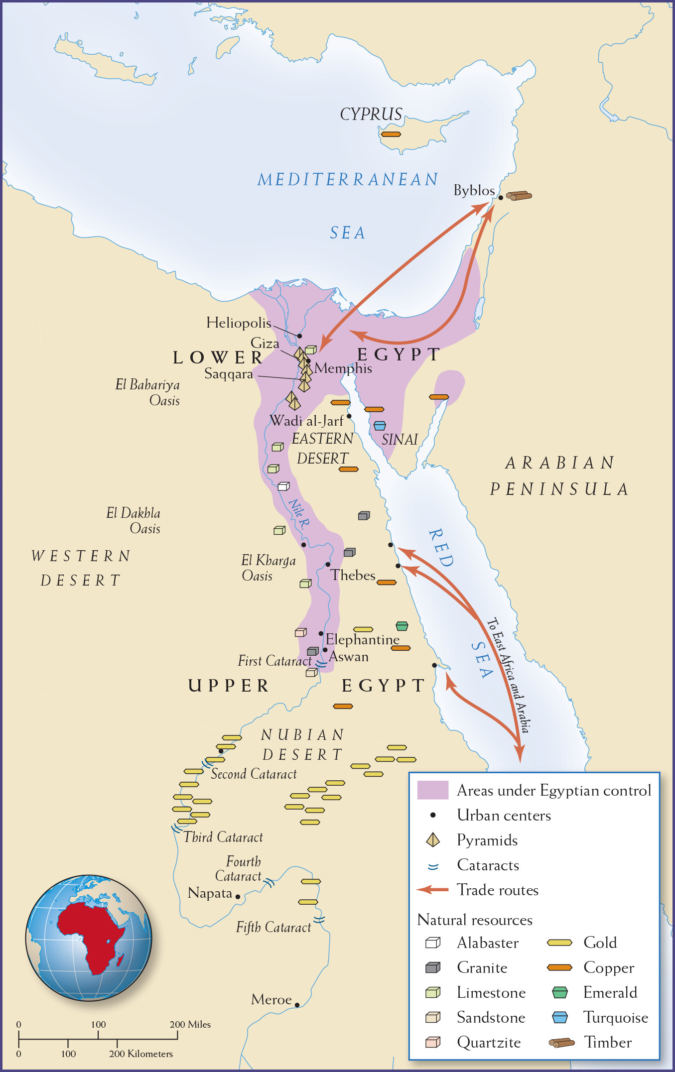 Map 2.4 is titled, “Old Kingdom Egypt, during 2686-2181 B C E.”