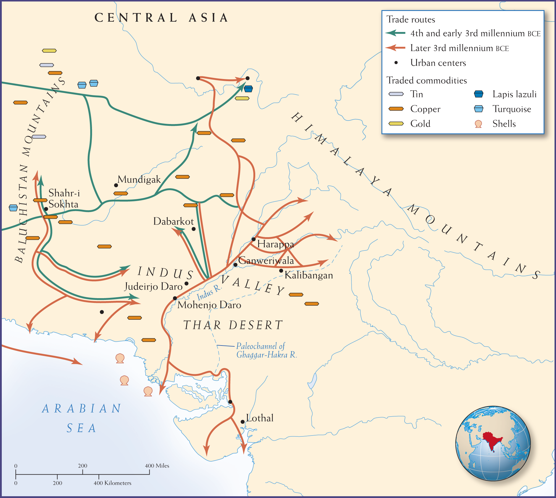 Map 2.5 is titled, “The Indus River Valley in the Third Millennium B C E.”