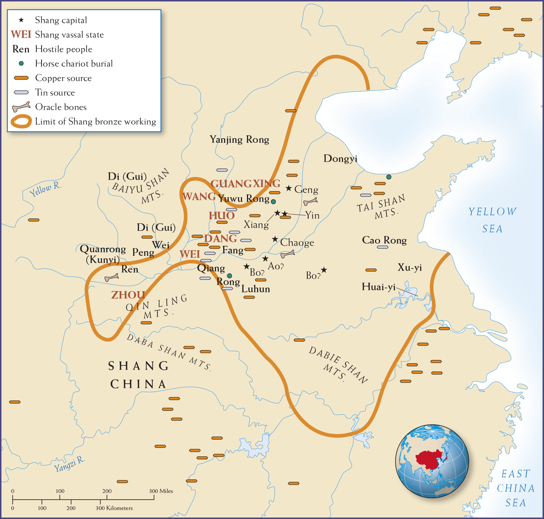 Map 3.4 is titled, “Shang Dynasty in East Asia.”