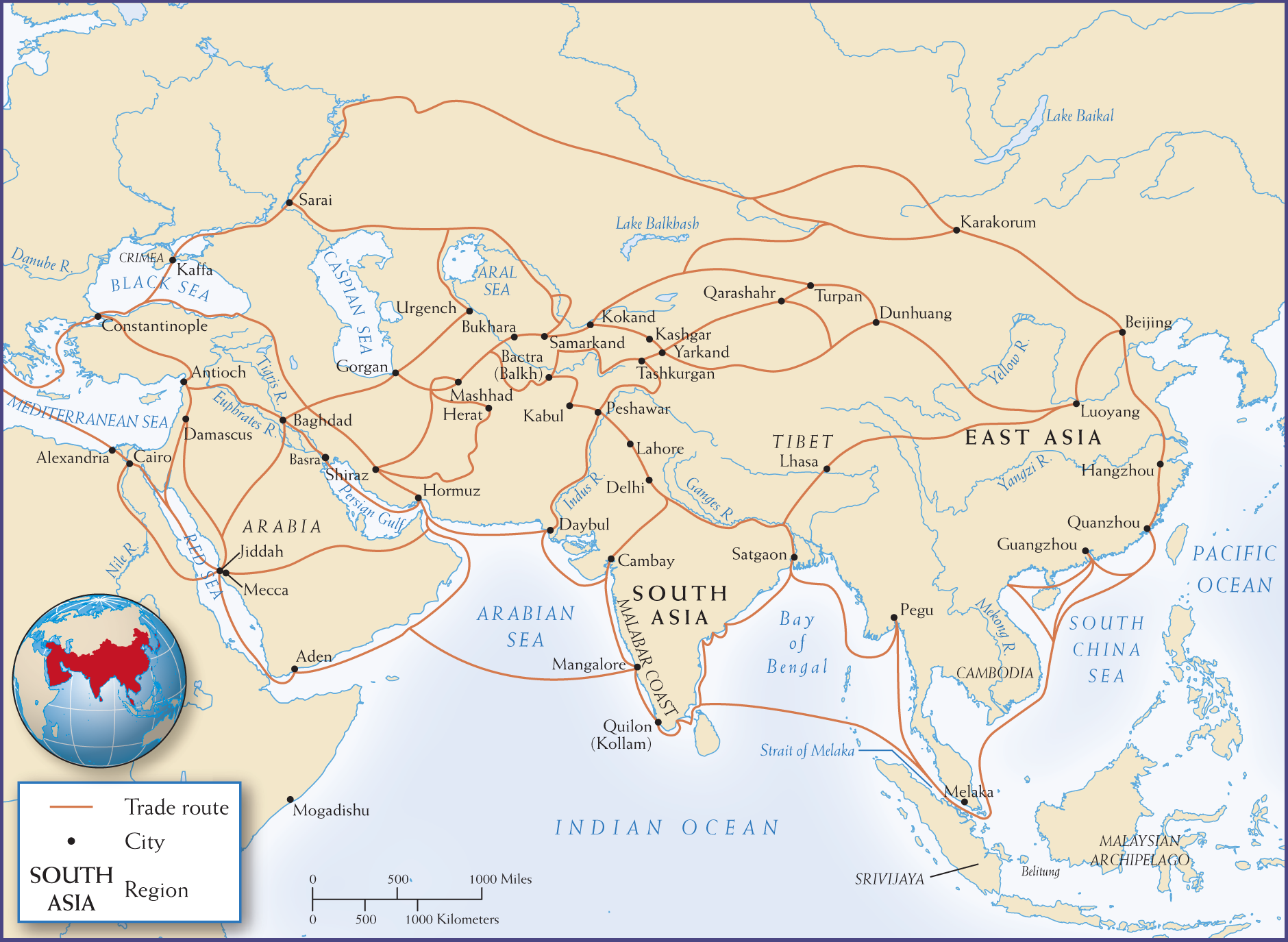 Map 10.1 is titled Afro-Eurasian Trade, 1000-1300 C E.