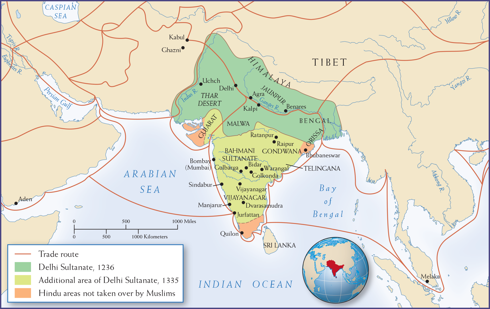 Map 10.3 is titled South Asia in 1300.
